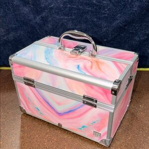 Caboodle Pink Marble Cosmetic Train Case